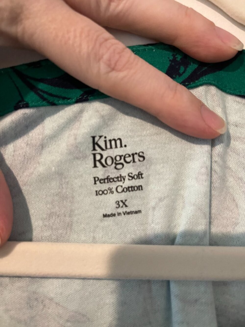 Kim Rogers Plus Size 3/4 Sleeve Split Neck Top 3XL 100% Cotton - Picture 6 of 6